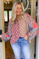 Floral Printed Long Sleeve Tied V Neck Blouse