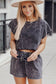 Black Acid Washed Short Set