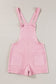 Pink Solid Color Knot Straps Denim Romper with Pockets