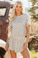 Tan Checker T Shirt and High Waist Skorts Set