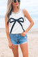 White Sweet Bow Stitching Trim Sleeveless Top