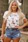 Beige Western Cactus Print Top