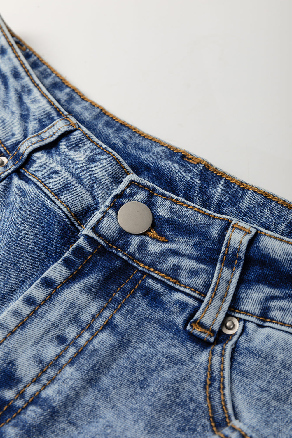 Center Seam Cuffed Straight High Waist Jeans
