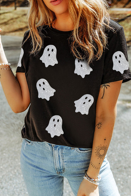 Glitter Ghost Halloween T Shirt