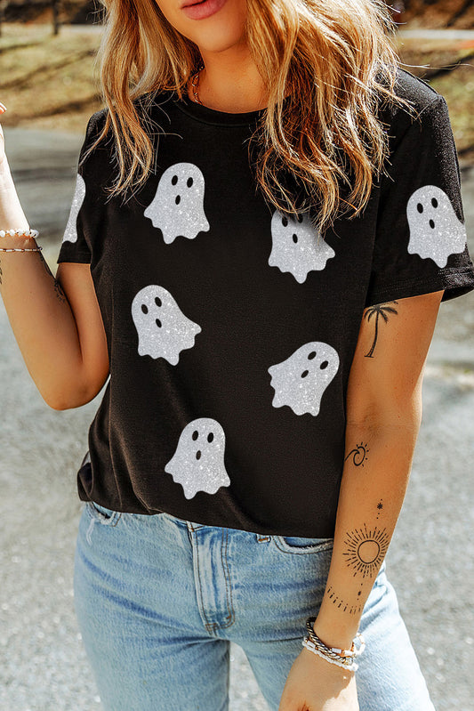 Glitter Ghost Halloween T Shirt