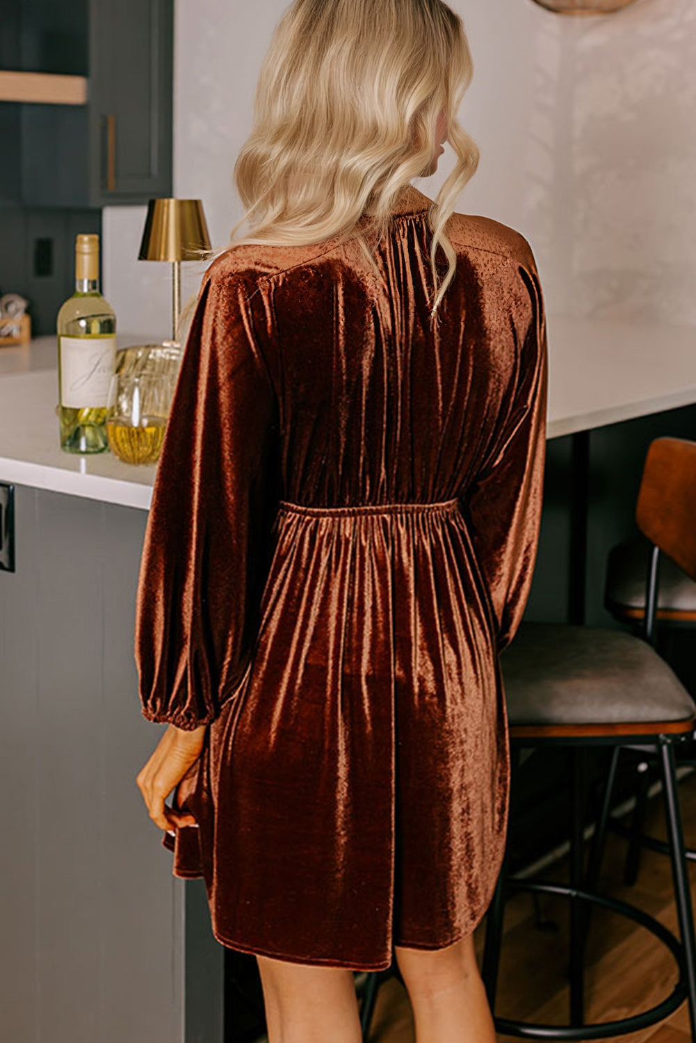 Burnt Orange Velvet Dress