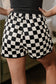 Black Checkered Drawstring Shorts