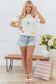 White Colorful Bow Knit Short Sleeve Sweater