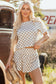 Tan Checker T Shirt and High Waist Skorts Set