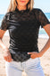 Bow Sheer Mesh Mock Neck Short Sleeve Top