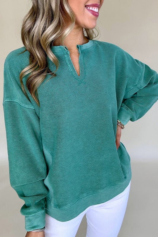 Green Solid Color Sweater