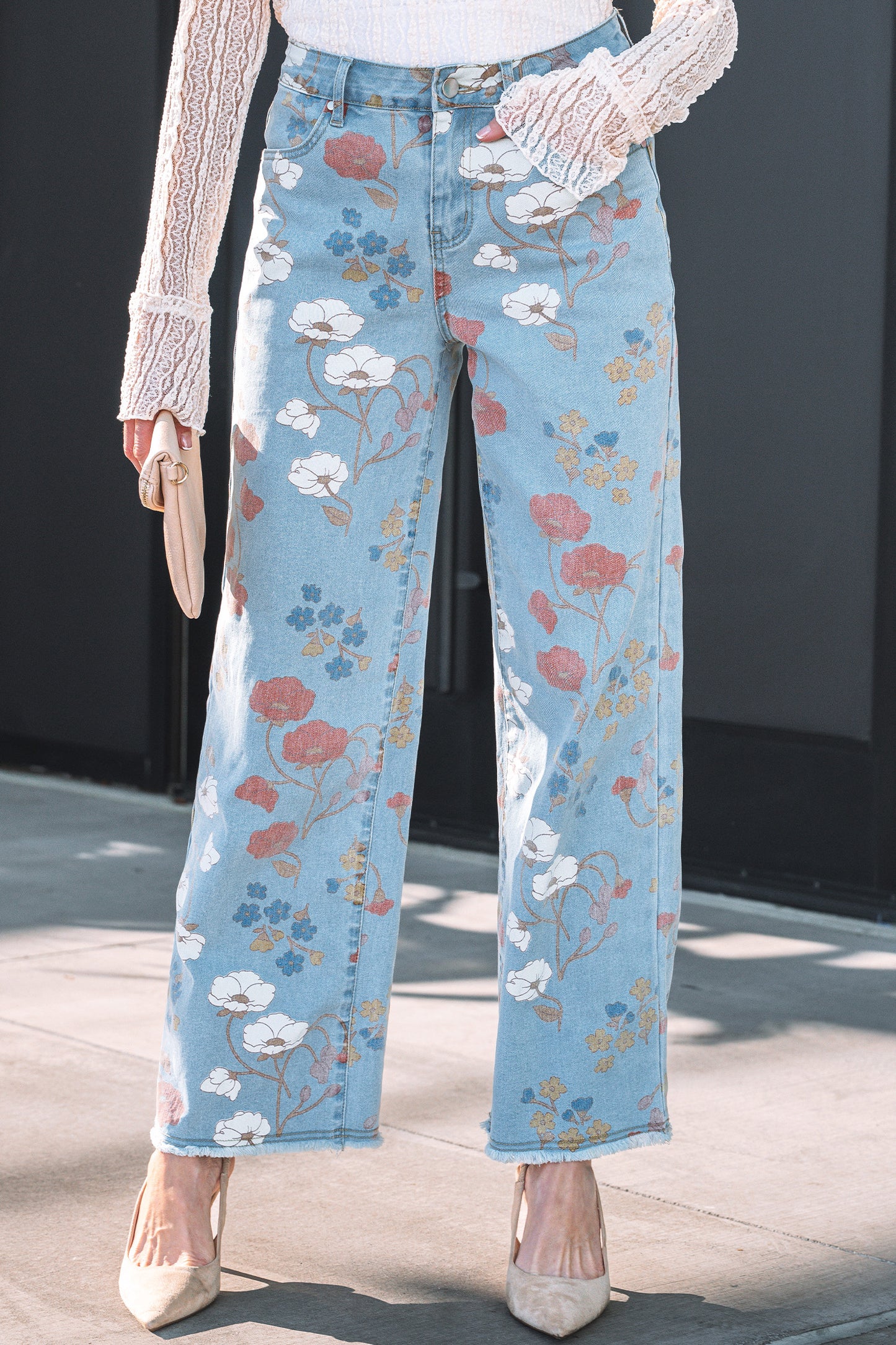 Floral Flare Printed Jeans