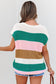 Multicolour Color Block V Neck Sweater T Shirt