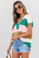 Multicolour Color Block V Neck Sweater T Shirt
