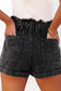 Black Vintage Washed High Waist Denim Shorts