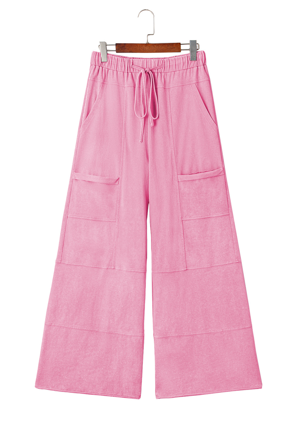 Mineral Wash Drawstring High Waist Wide Leg Cargo Pants