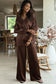 Brown V Neck Lounge Set