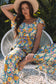 Yellow Floral Shirred Cut Out High Waist Jumpsuit