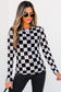 Black Checkerboard Western Elements Printed Mesh Top