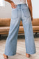 Button Up Pinstripe Wide Leg Jeans