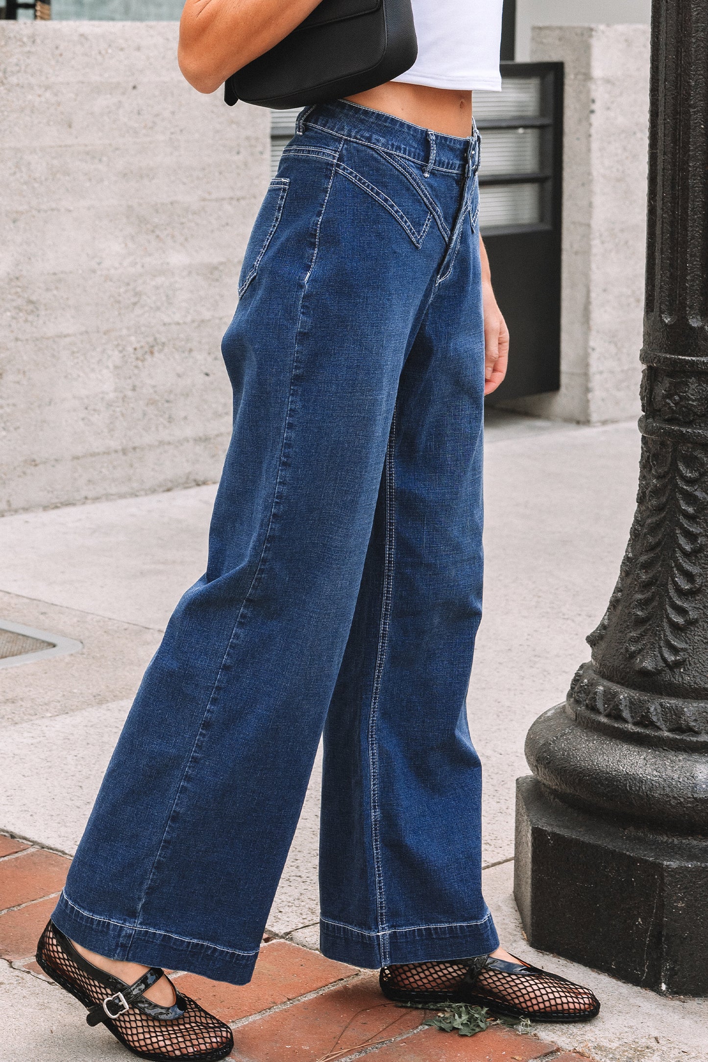 Sail Blue Stitched Cuff Jeans