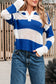 Blue Stripe Colorblock Crochet Knitted Sweater
