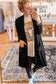 Black Solid Color Open Front Cardigan with Pockets
