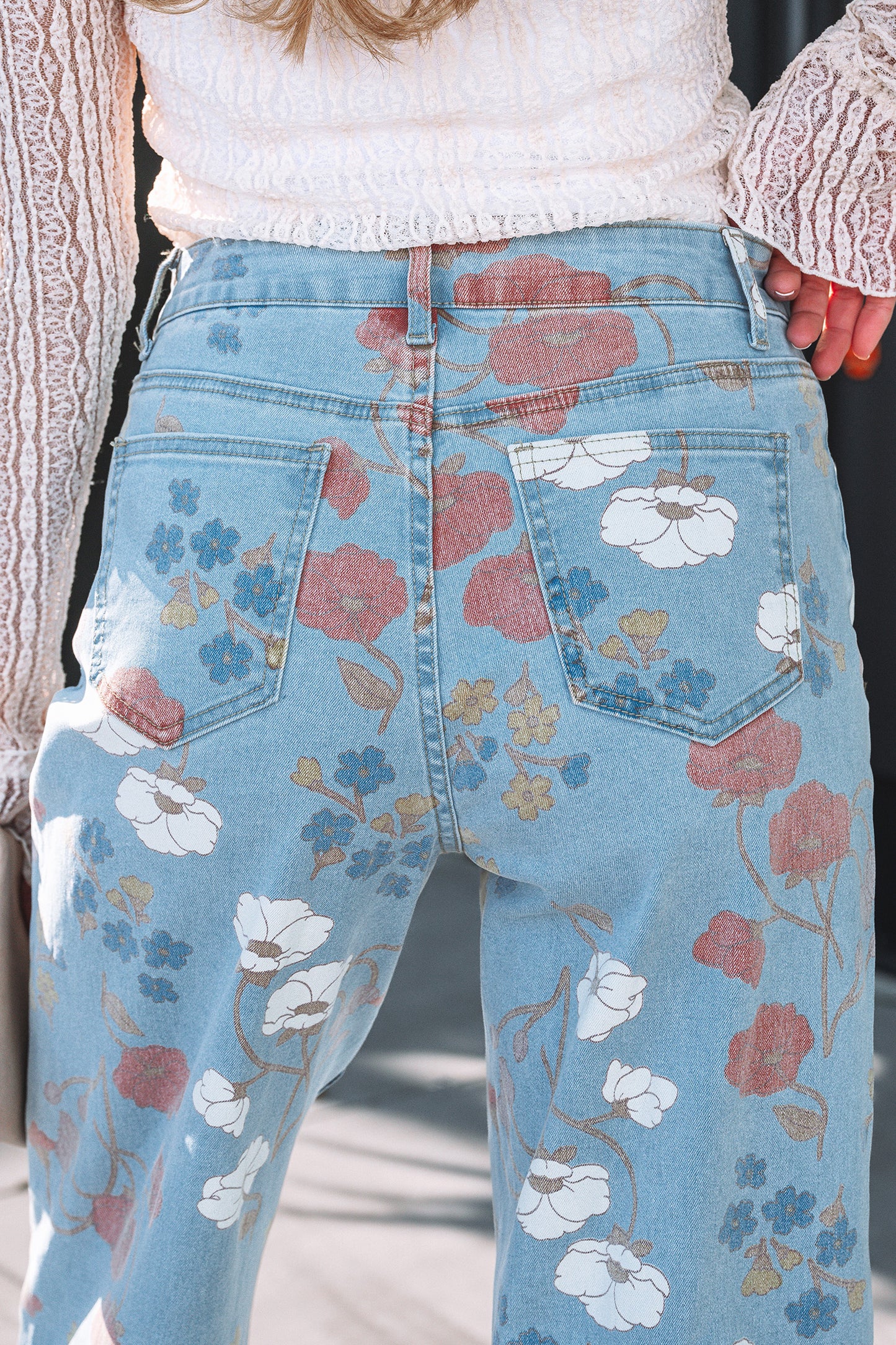 Floral Flare Printed Jeans