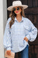 Blue Striped Half Button Sweater