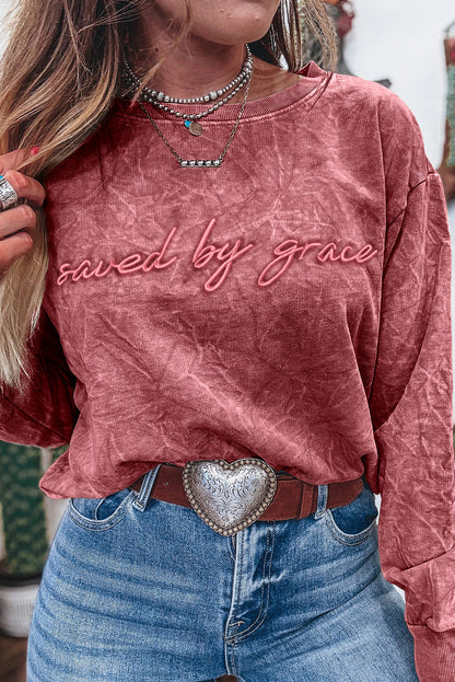 Saved By Grace Embroidered Pullover