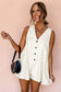 Beige Sleeveless V Neck Buttoned Romper