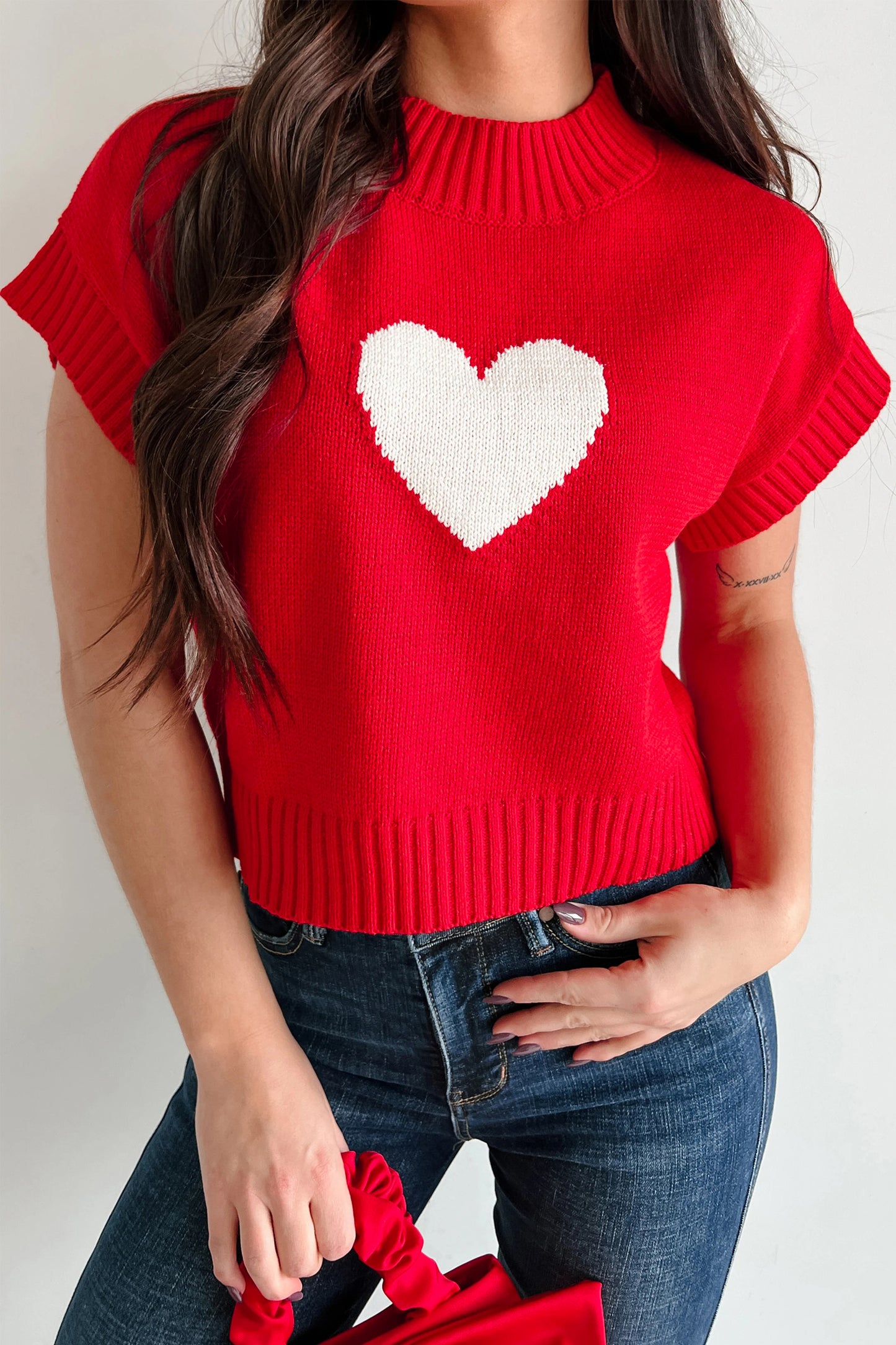 Fiery Red Valentine Heart Sweater