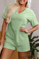 Grass Green Loose Half Sleeve V Neck Knit Romper