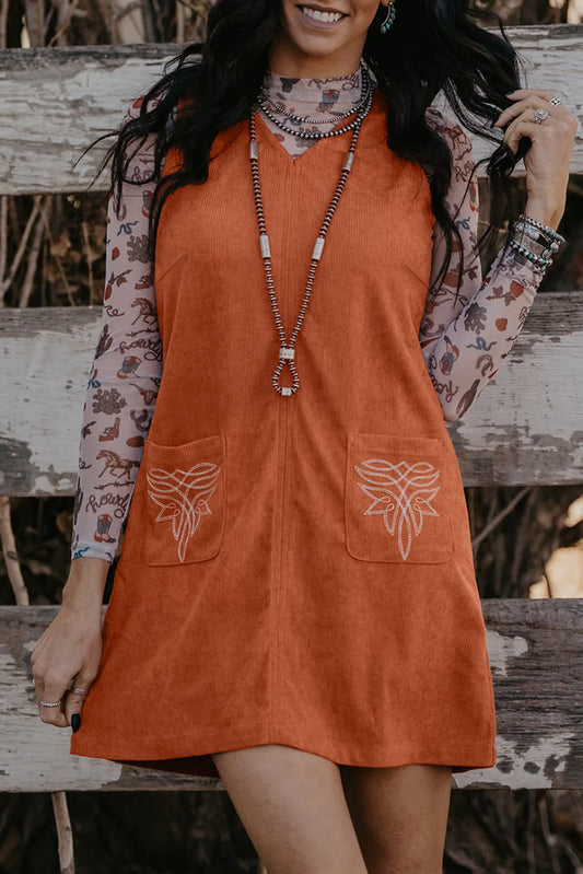 Gold Flame Corduroy Mini Dress