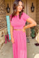 Strawberry Pink Crop Top and Pleated Wide Leg Pants Set