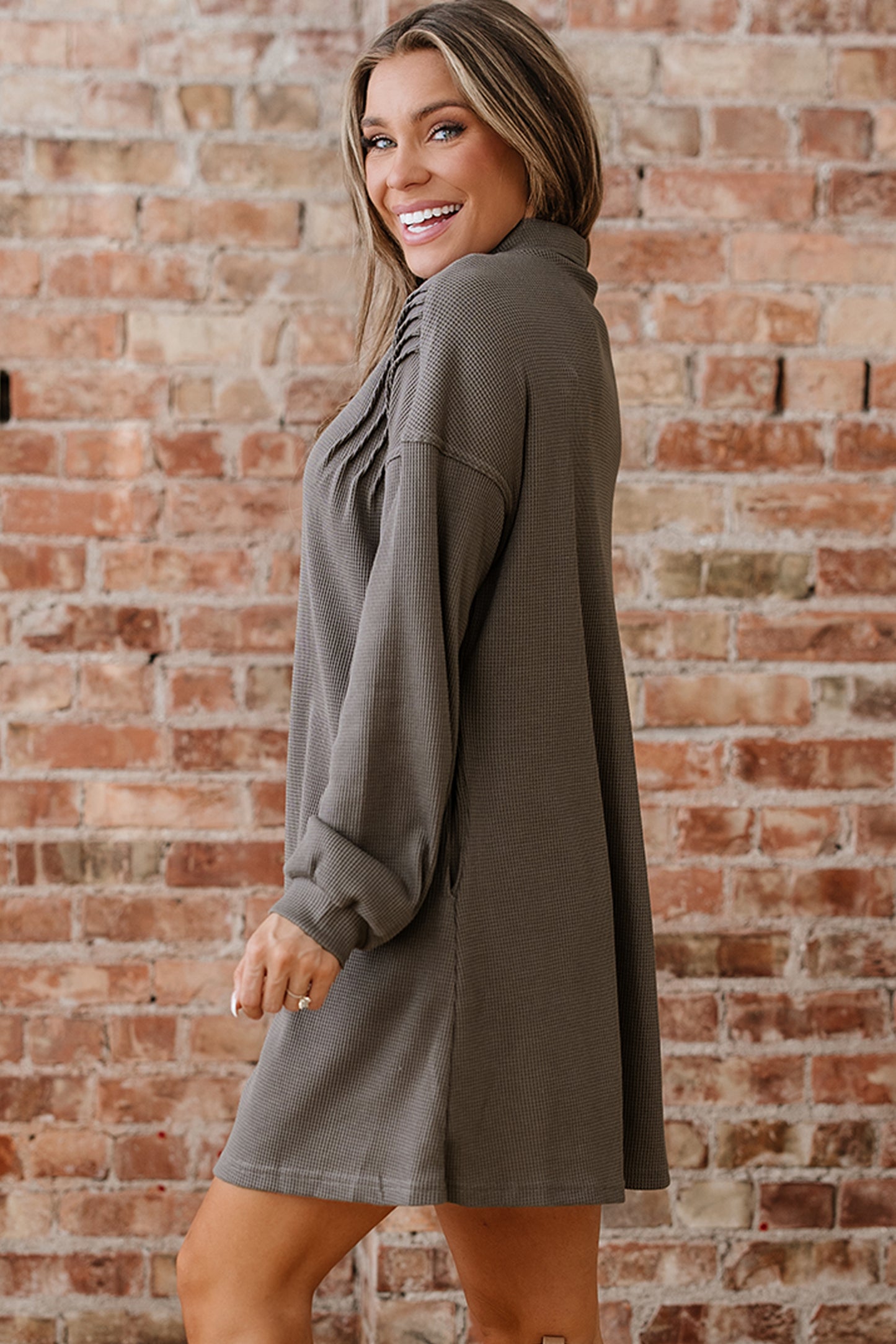 Taupe Waffle Knit Dress