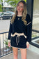 Black Color Pullover and Lace-up Waist Skort Set