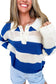 Blue Stripe Colorblock Crochet Knitted Sweater