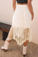 Beige Lace Tiered High Waist Maxi Skirt