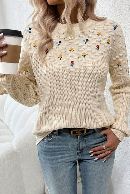 Flower Embroidered Sweater