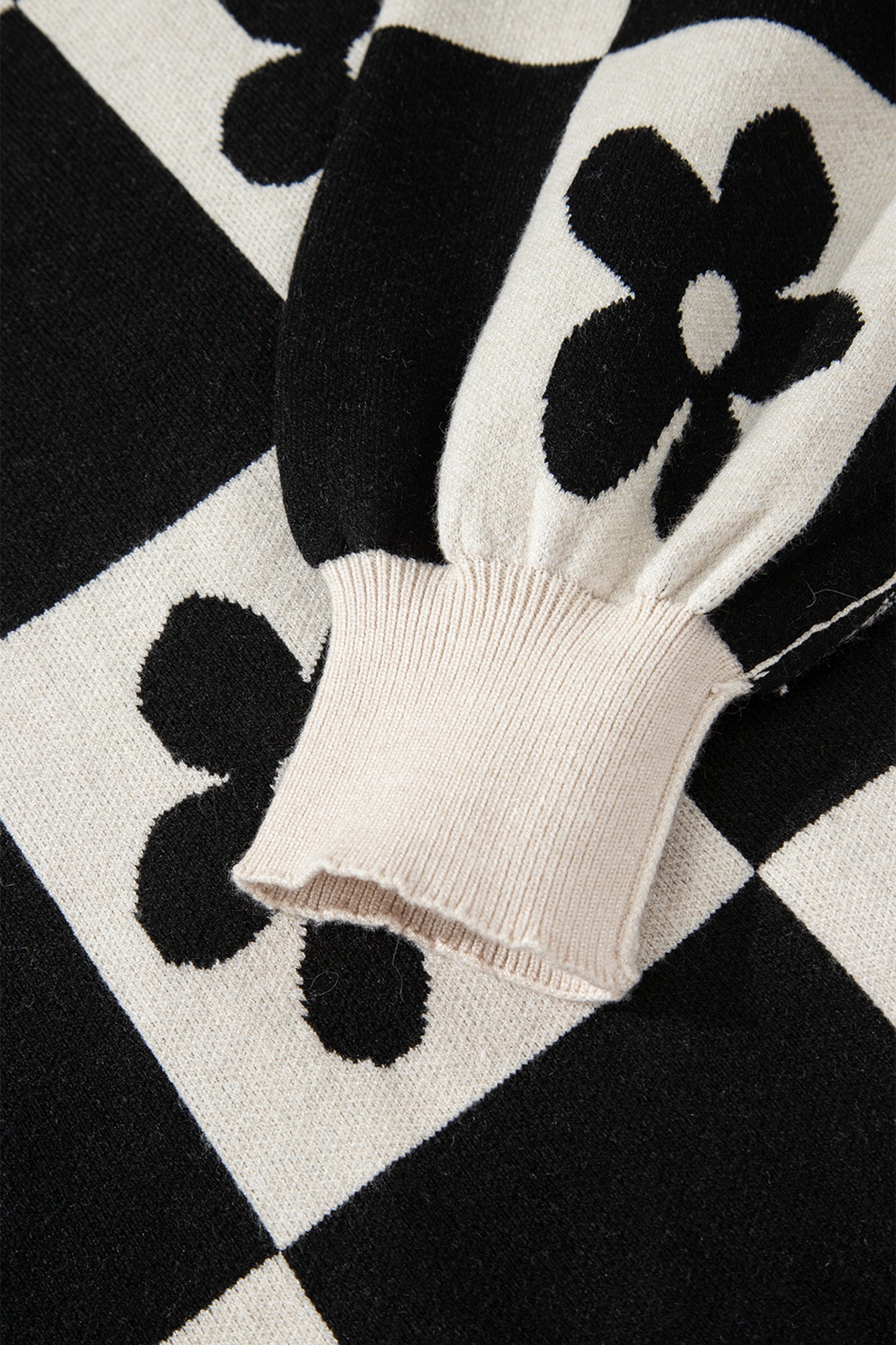 Flower Plaid Henley Sweater