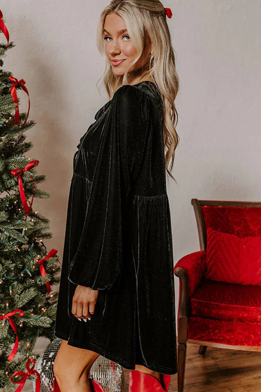 Black Tie Velvet Mini Dress