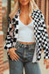 Checkerboard Flap Pocket Button Front Shacket