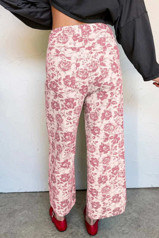 Vintage Floral Denim Pants