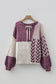 Color Block Patchwork Knotted Back Sweater