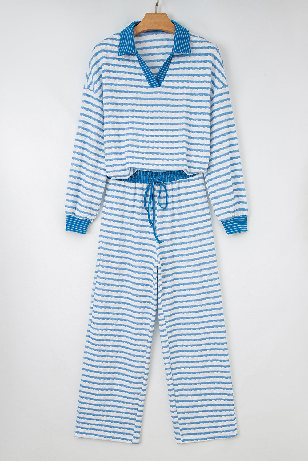 Stripe Collared Pullover & Pant Set