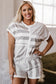 Gray Stripe Short Sleeve Top and Shorts Set