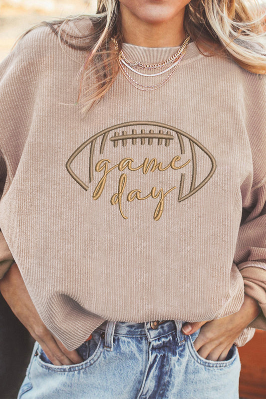 Game Day Embroidered Corduroy Sweatshirt