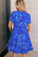 Blue Floral Ruffled Flowy Dress