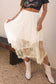 Beige Lace Tiered High Waist Maxi Skirt